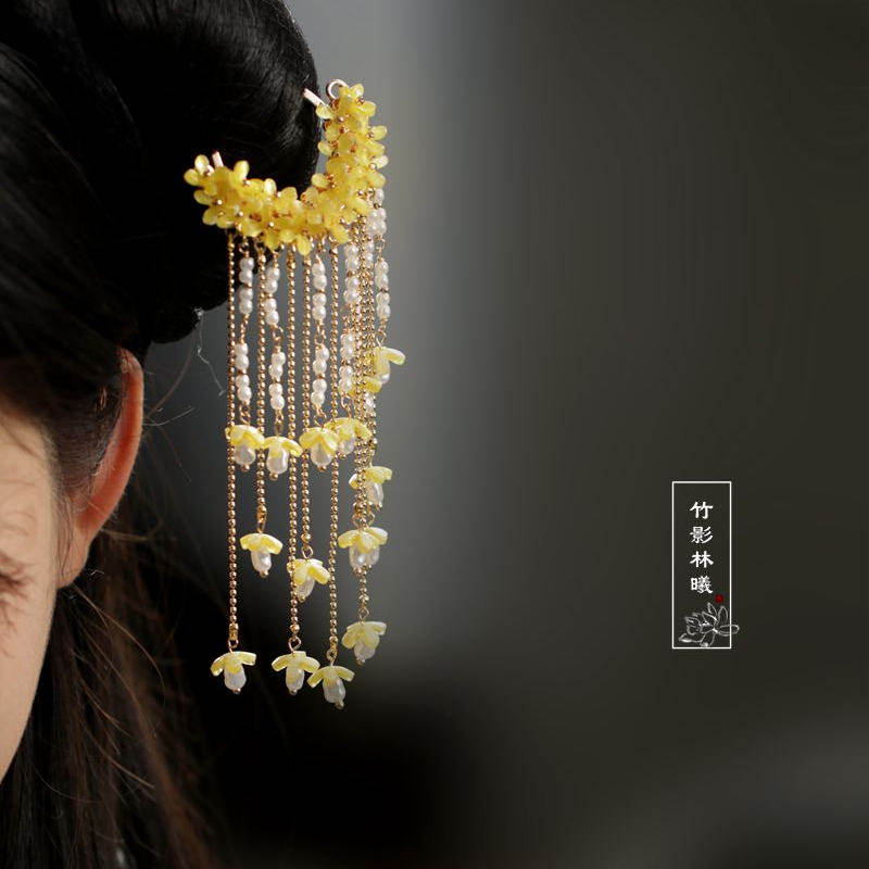Hanbok Hair Pin - 고대 스타일의 태슬 장식이 있는 오스만투스