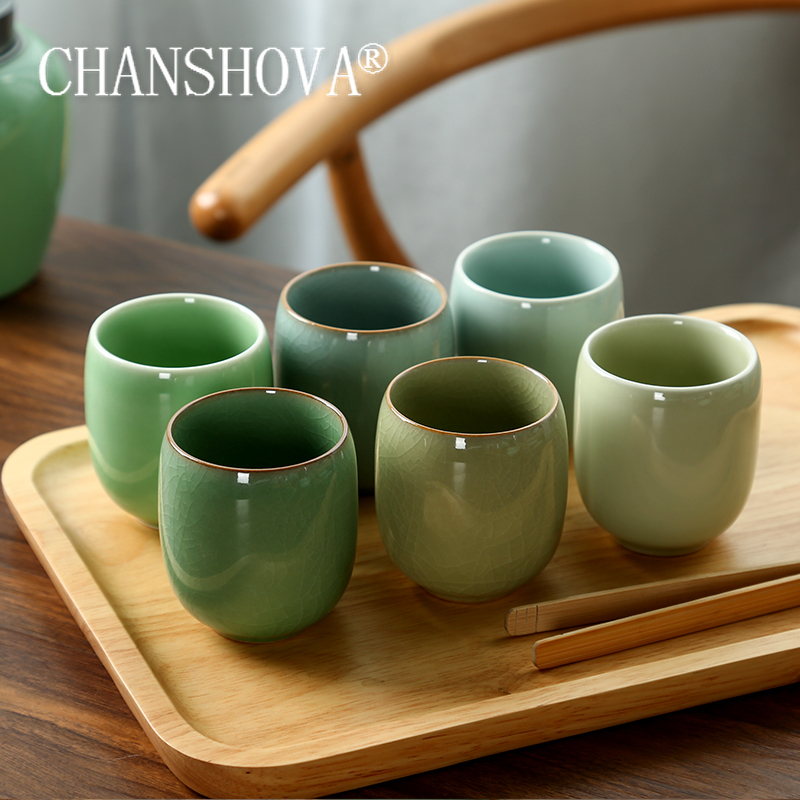 Celadon Ceramic Cup - CHANSHOVA-도자기 찻잔 세트, 중국 전통 스타일,
