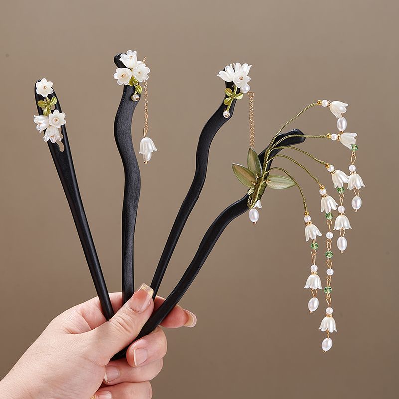 Hanbok Hair Pin - 은방울꽃 헤어 스틱 레트로 나무 꽃