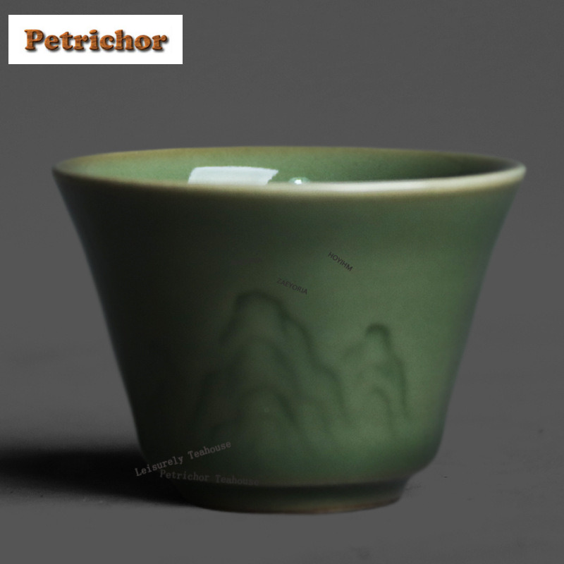 Celadon Ceramic Cup - 50ml Yue Kiln Celadon 릴리프 티컵