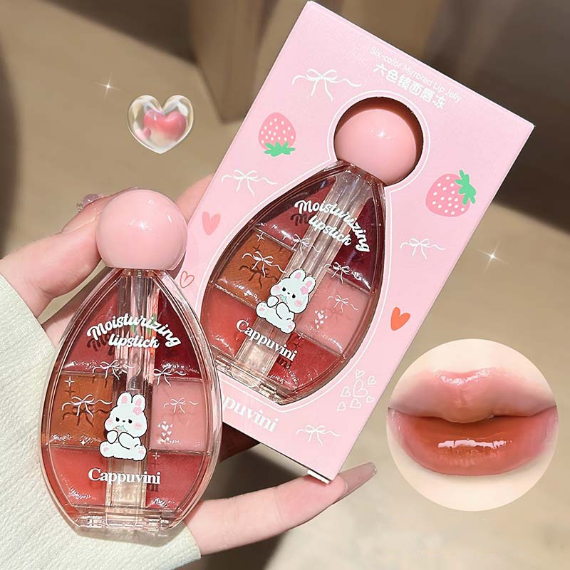 Lip Tint Korean - 6 컬러 미러 립 글로스 팔레트
