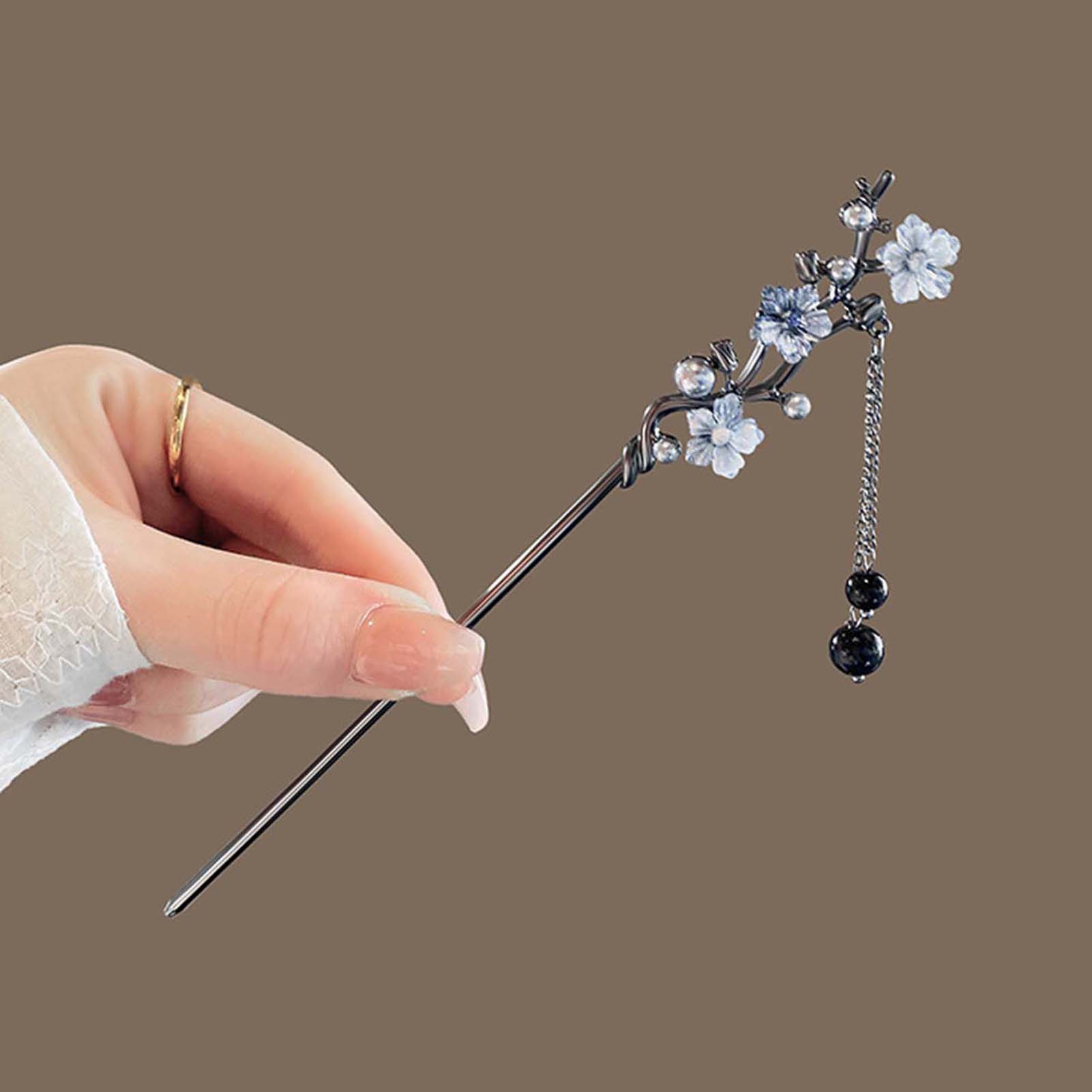 Hanbok Hair Pin - 중국 스타일 헤어 스틱 블랙 메탈