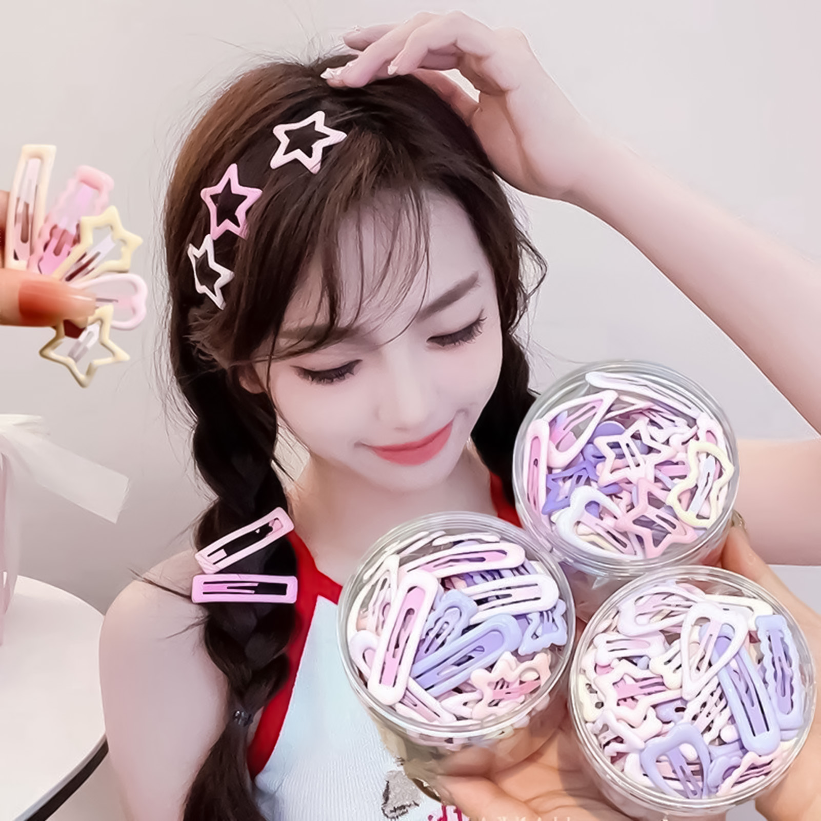 Lifestyle In Korean - 3PCS 스위트 스타일 헤드웨어 핀 일상