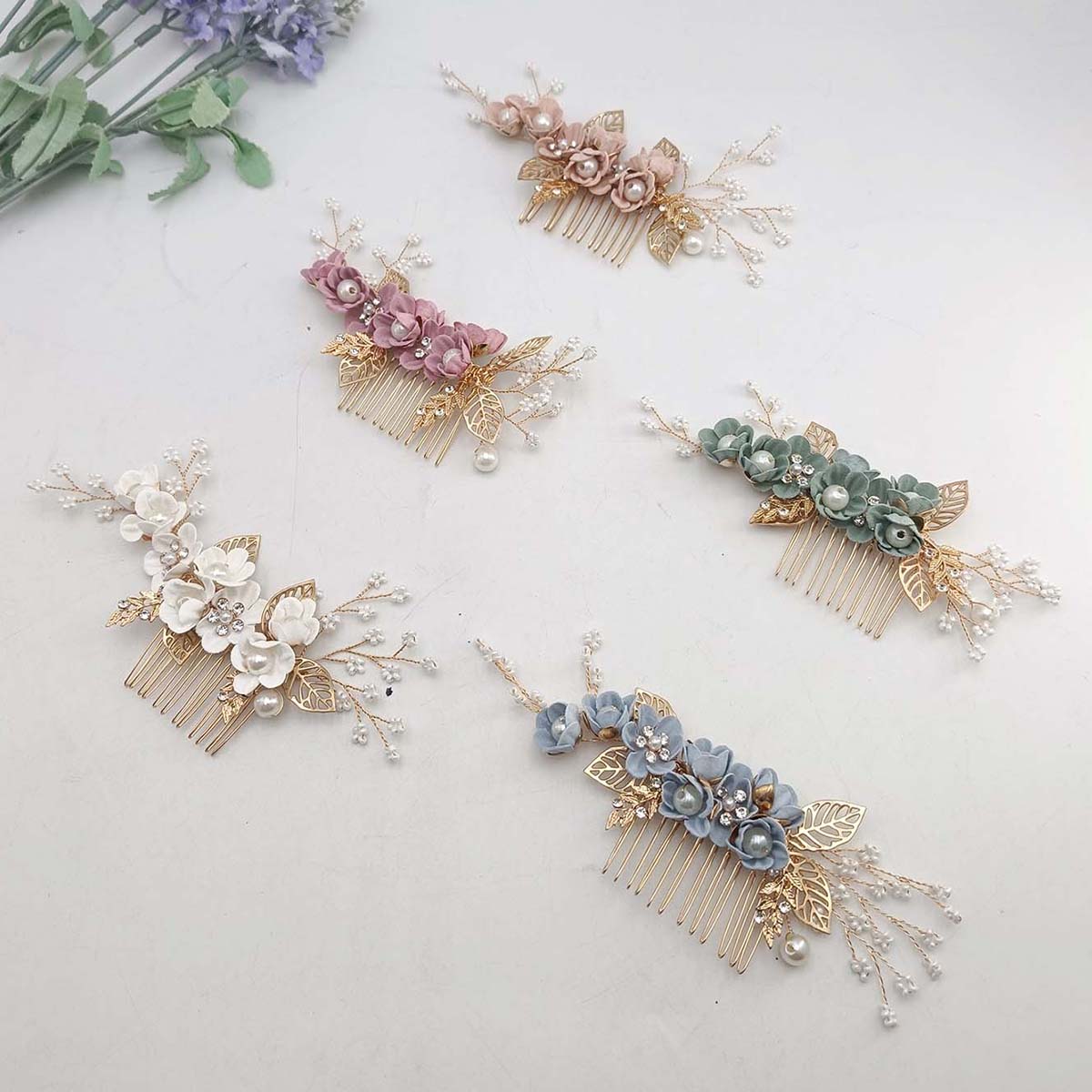 Hanbok Hair Pin - 크리스탈 진주 헤어콤 클립 핀 합금