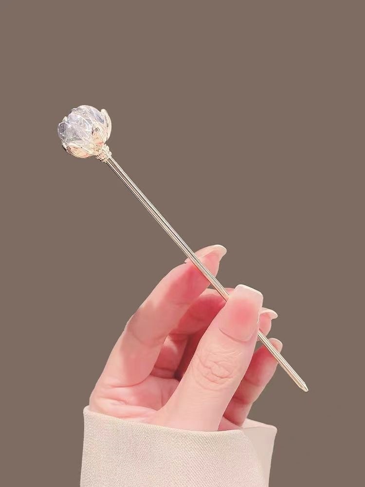 Hanbok Hair Pin - 여성용 크리스탈 연꽃 머리핀, 고대 스타일,