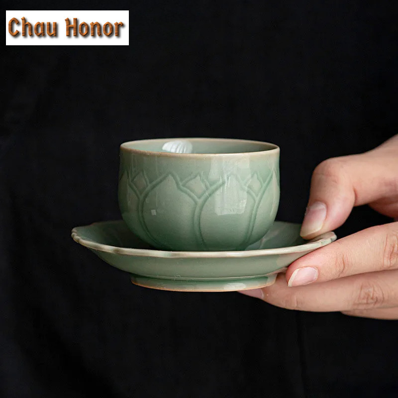 Celadon Ceramic Cup - 65ml 레트로 청자 샘플 티 컵
