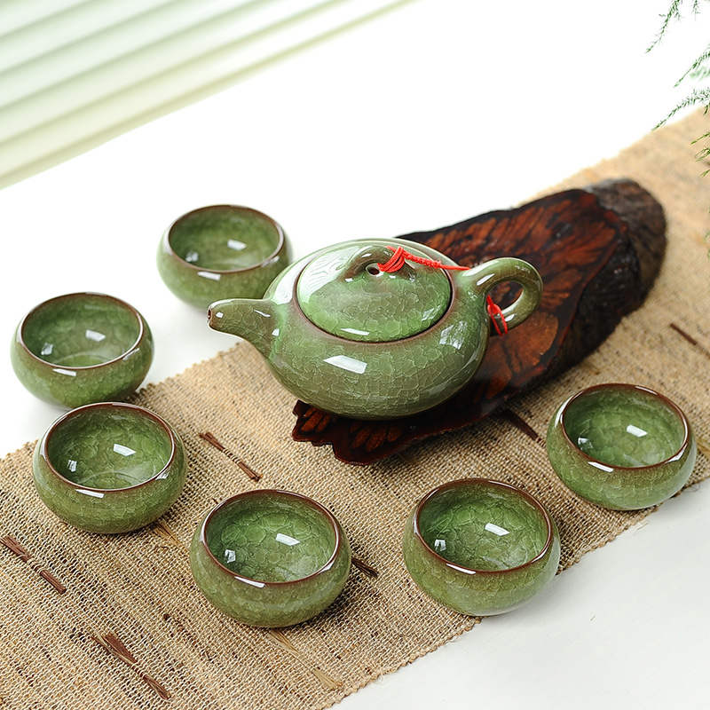 Korean Tea Set - 얼음 금이 간 유약 세라믹 쿵푸