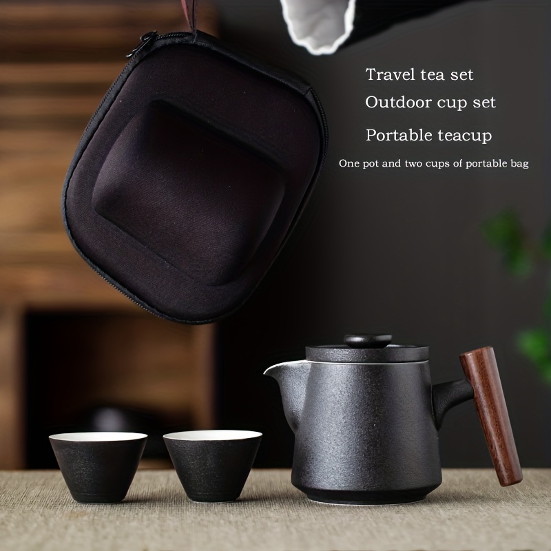 Korean Tea Set - 고급 세라믹 3피스 여행용 차 세트