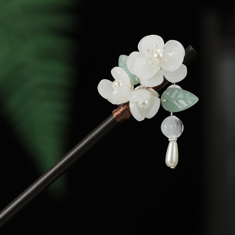 Hanbok Hair Pin - 레트로 꽃 머리핀 진주 백단향 Tassek