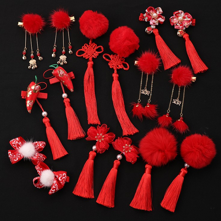 1 쌍 중국어 Hanfu 헤어 액세서리 레드 핑크 꽃  - Hanbok Hair Pin 리뷰 및 가격