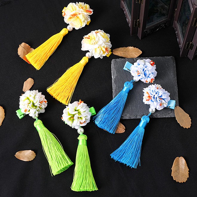 1 쌍 중국어 Hanfu 헤어 액세서리 레드 핑크 꽃  - Hanbok Hair Pin 리뷰 및 가격