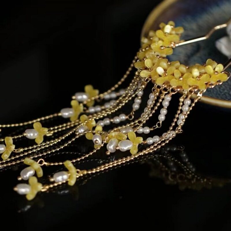 고대 스타일의 태슬 장식이 있는 오스만투스 머리핀, 한 - Hanbok Hair Pin 리뷰 및 가격