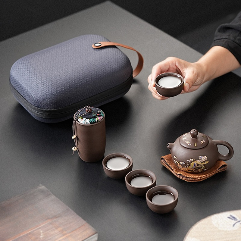 보라색 점토 여행용 차 세트 (주전자 하나, 컵 네 개 - Korean Tea Set 리뷰 및 가격