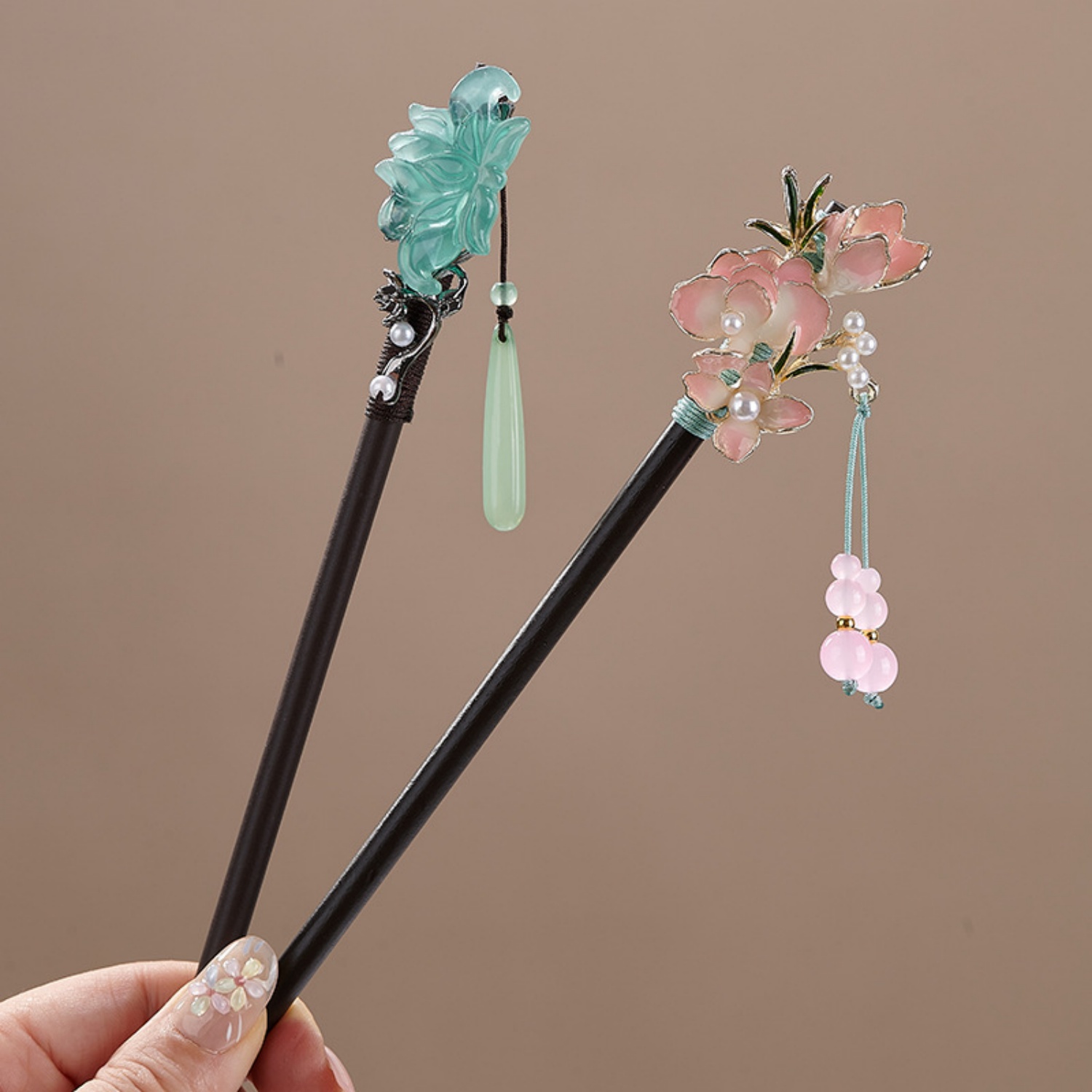 여성을위한 빈티지 꽃 머리핀 우아한 나무 꽃 머리 스틱 - Hanbok Hair Pin 리뷰 및 가격