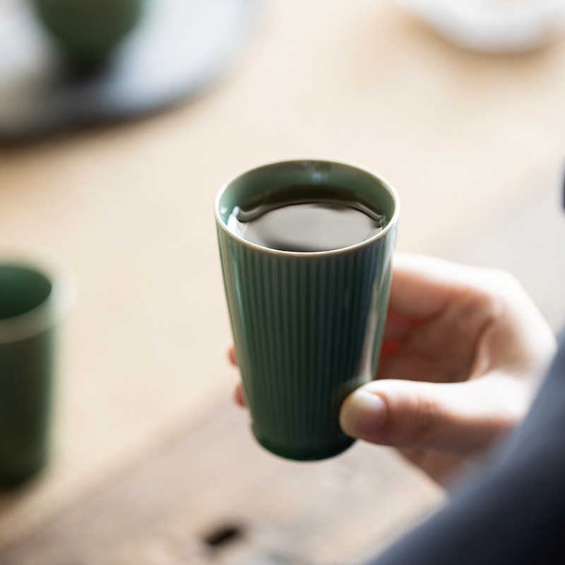 90ML 왕위 가마 청자 차 컵 대형 수직 곡물 마스터 - Celadon Ceramic Cup 리뷰 및 가격