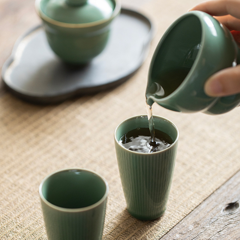 90ML 왕위 가마 청자 차 컵 대형 수직 곡물 마스터 - Celadon Ceramic Cup 리뷰 및 가격