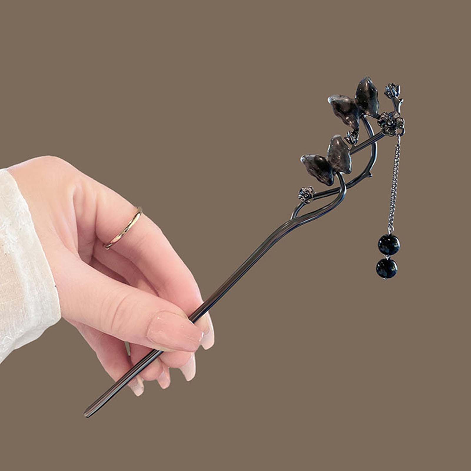중국 스타일 헤어 스틱 블랙 메탈 헤어핀 클래식 플라워 - Hanbok Hair Pin 리뷰 및 가격
