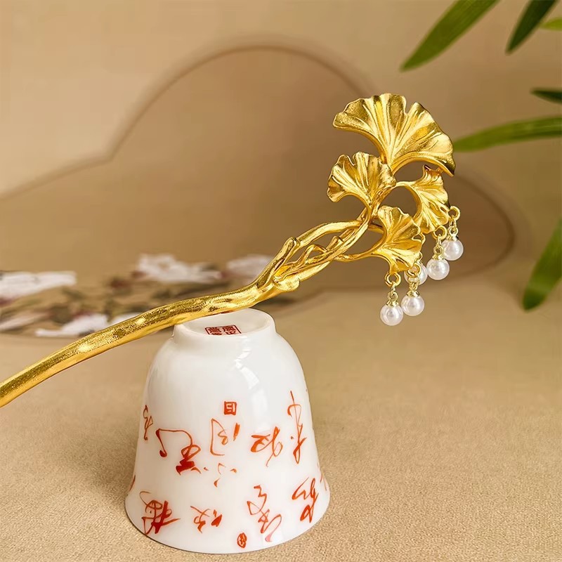 1PC 우아한 황금 은행잎 머리핀 새로운 중국 고대 스 - Hanbok Hair Pin 리뷰 및 가격