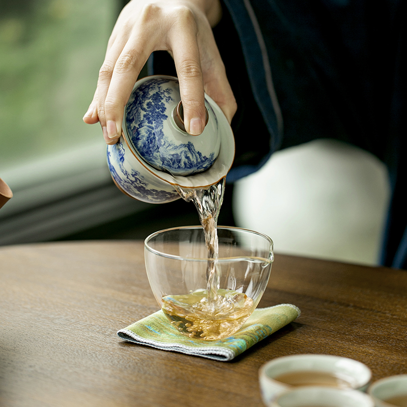 중국 레트로 청화백자 티컵 휴대용 원포트 투컵 쓰리컵  - Korean Tea Set 리뷰 및 가격