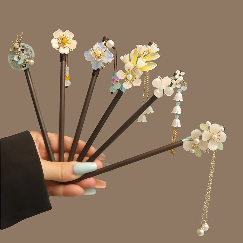 꽃 Tassel 진주 머리 스틱 나무 머리 포크 머리핀 - Hanbok Hair Pin 리뷰 및 가격