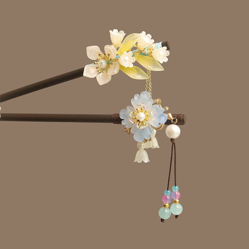 꽃 Tassel 진주 머리 스틱 나무 머리 포크 머리핀 - Hanbok Hair Pin 리뷰 및 가격