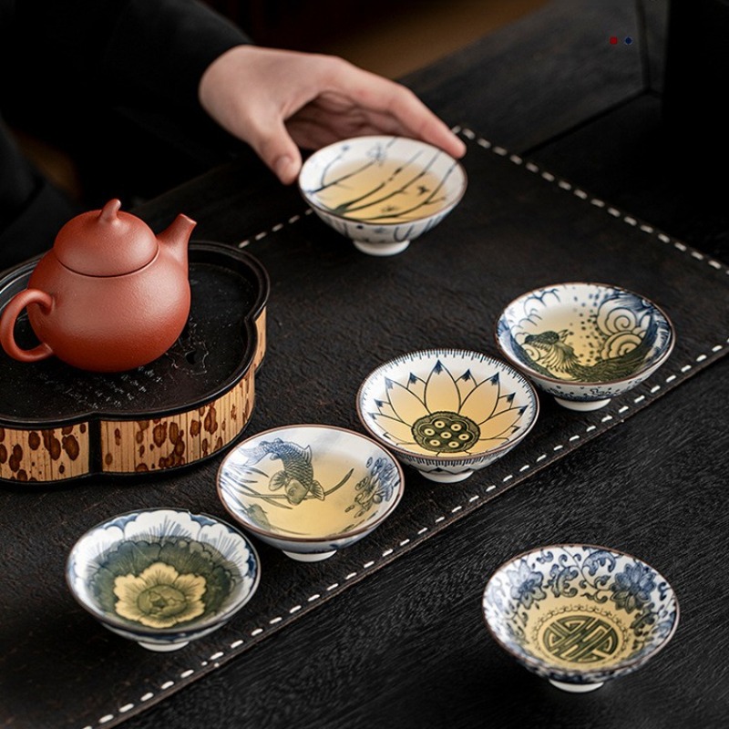 10개/박스 블루 앤 화이트 도자기 차 그릇 세라믹 쿵 - Celadon Ceramic Cup 리뷰 및 가격